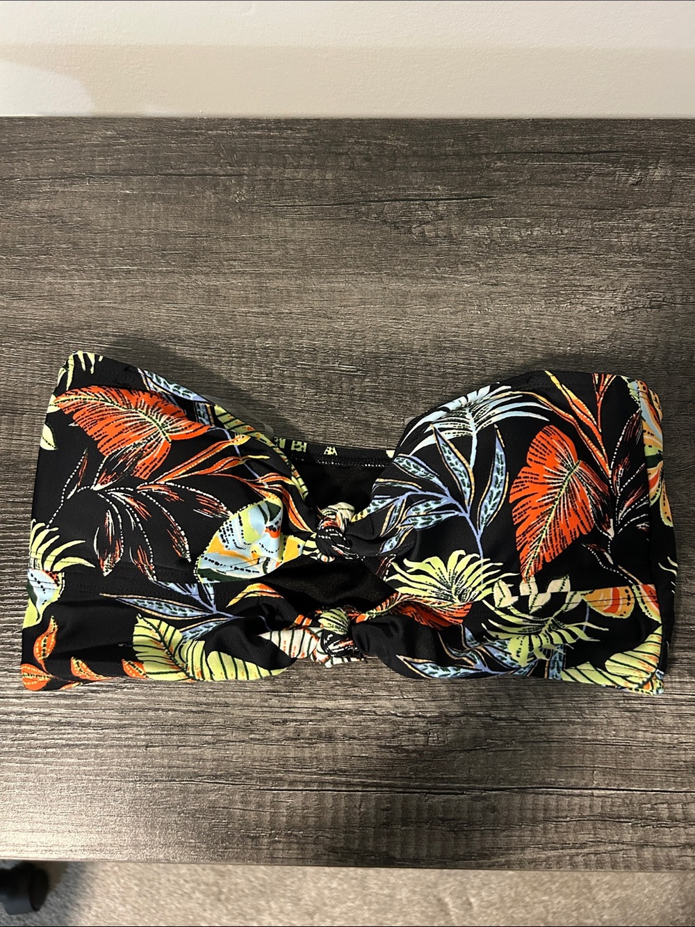 Bar III Swept Away Black Tropical Twist Bikini Top